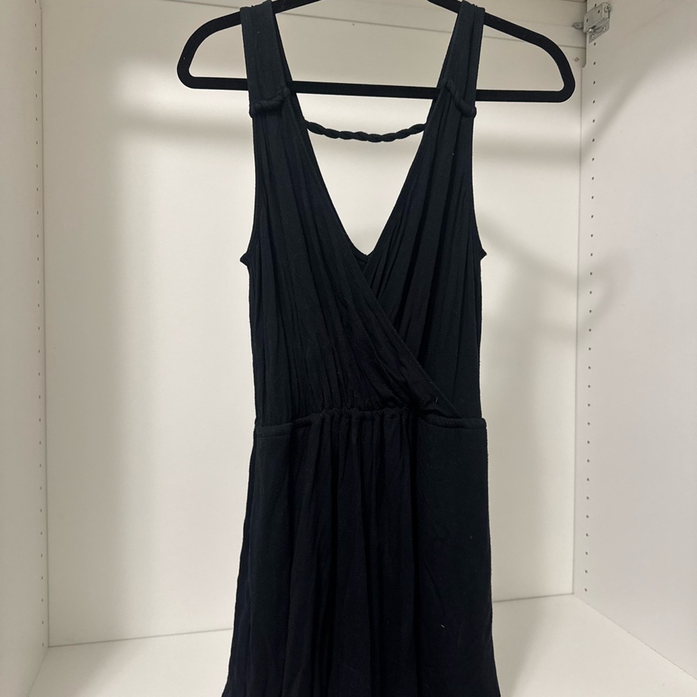 Black Sleeveless V-Neck Romper